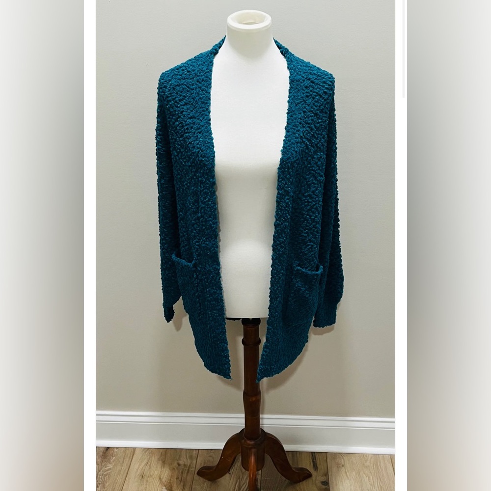 Teal popcorn cardigan